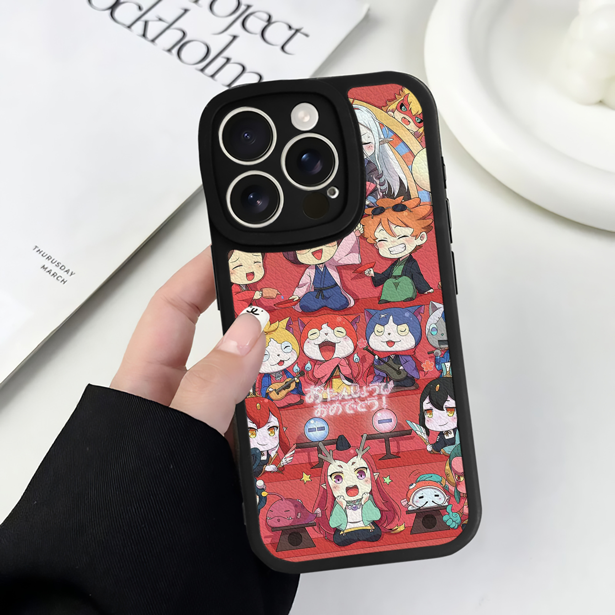 （画像用） 妖怪ウォッチ Yo-kai Watch 【iPhone 16シリーズ対応】シリコンスマホケース（レザー調） 材質：シリコン